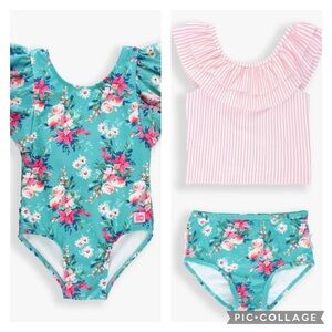 RuffleButts 3T Floral Tankini & One Piece Bundle